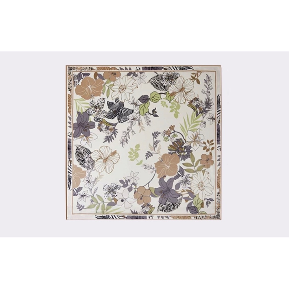 🆕floral printed pure silk square scarf/banana